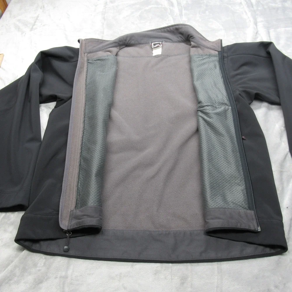 The North Face Jacket Mens Large Black Fleece Lined Softshell Full Zip Rain Wind